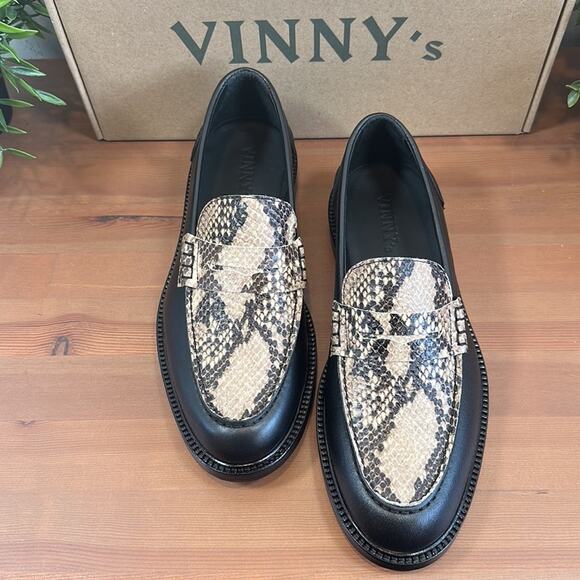 Vinny's Townee Two Tone Snake Python Leather Penny Loafers Size 6 - Picture 4 of 13